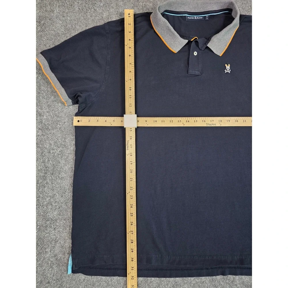 Psycho Bunny Polo Shirt Mens 4XL Navy Blue Pima Cotton Spandex Short Sleeve Logo - Picture 2 of 10